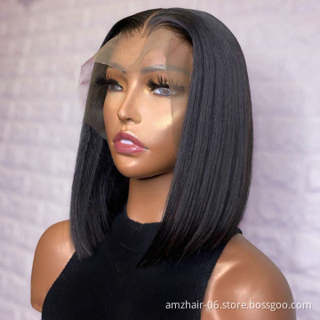 Straight Hair Hd Full Lace Frontal Bob Wigs Wholesale Raw Brazilian Virgin Human Hair Extension  Glueless Lace Front Wig Vendor